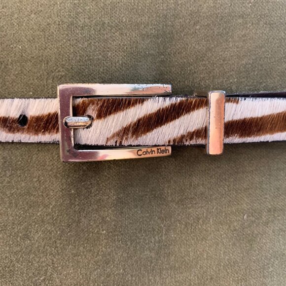 Calvin Klein zebra stripe pony hair belt - Picture 2 of 4